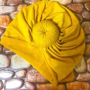 Mustard Yellow Infant Hair Bonnet with front Knot